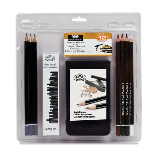 kit-basico-carvao-grafite-e-pastel-mini-sketchebook-royal-e-langnickel-12-pecas---rart-2107