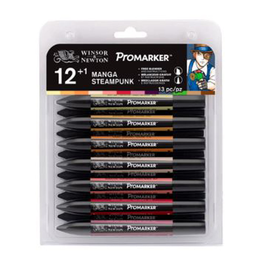 MARCADOR-PROMARKER-MANGa-STEAMPUNK-12-CORES---BLENDER-WINSOR---NEWTON