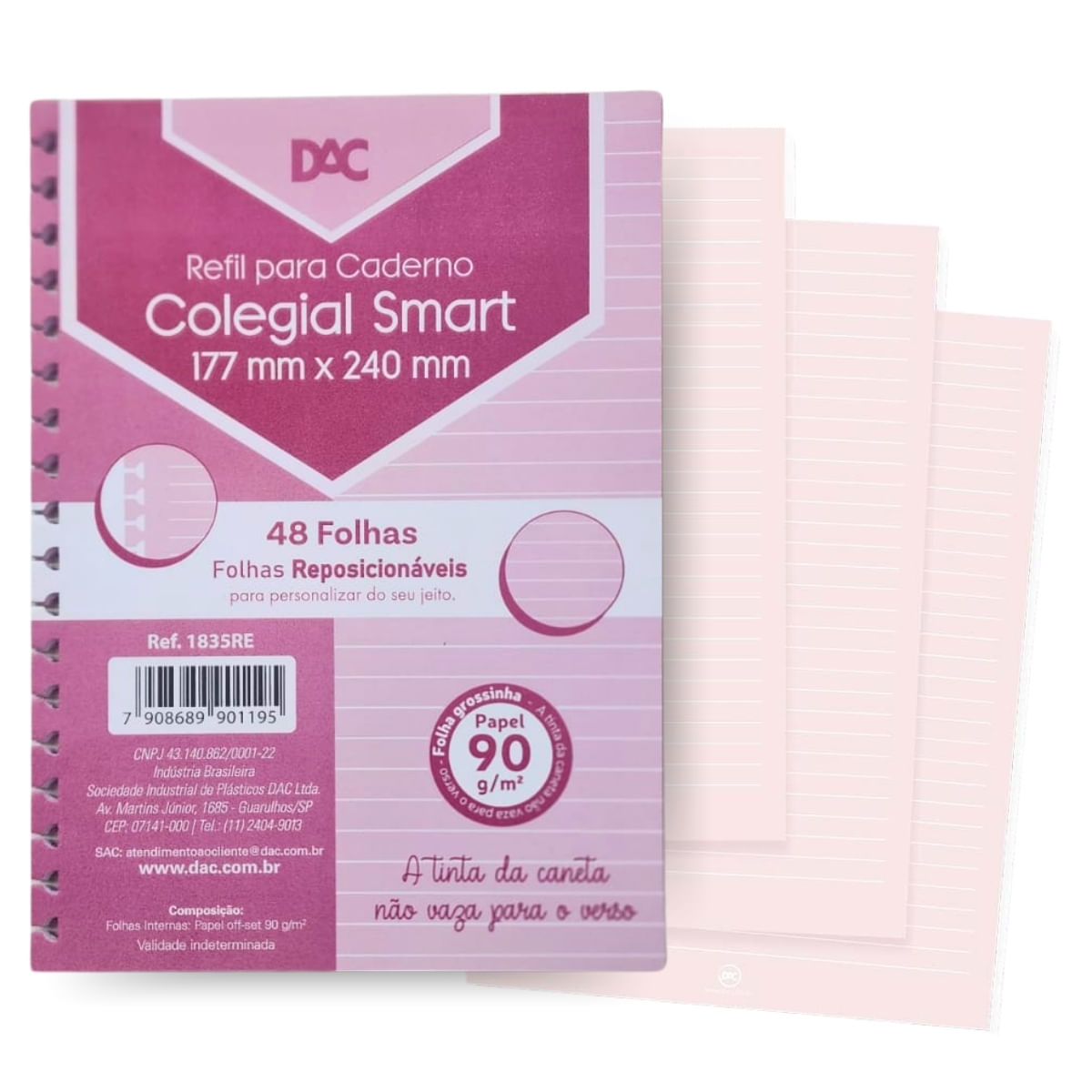 DAC-refil-caDAC-refil-caderno-colegial-smart-1835RE-rosa