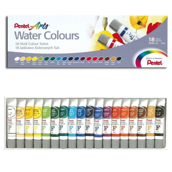 tinta-aquarela-pentel-arts-water-colours-com-18-cores-wfrs-18