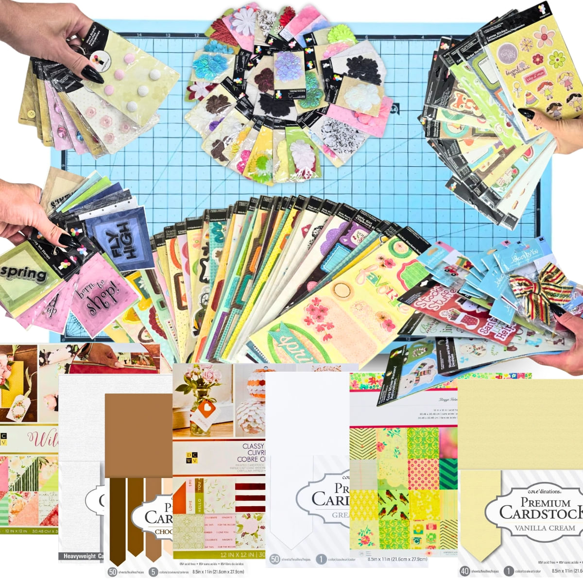 Kit-Vip-para-Scrapbooking-e-Decoracao-com-Adesivo-Bloco-Fitas-e-Carimbo